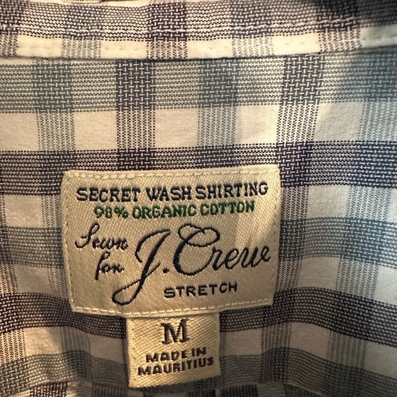 J.Crew Men's Blue Slim Organic Cotton-Stretch Secret-Wash Poplin Shirt Sz Med - Picture 4 of 6